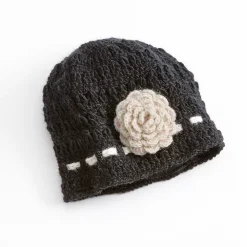SIJJL Crochet Flower Wool Beanie