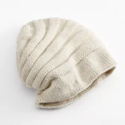 SIJJL Tube Knit Floppy Wool Beanie