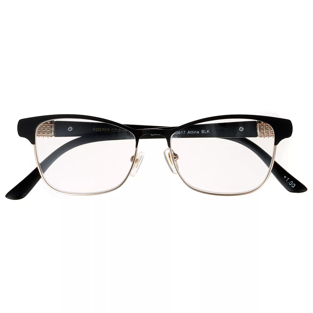 Women's Modera By Foster Grant Attina Crystal Accent Semi-Rimless Cat-Eye Reading Glasses 2 Women's Modera By Foster Grant Attina Crystal Accent Semi-Rimless Cat-Eye Reading Glasses - Image 2
