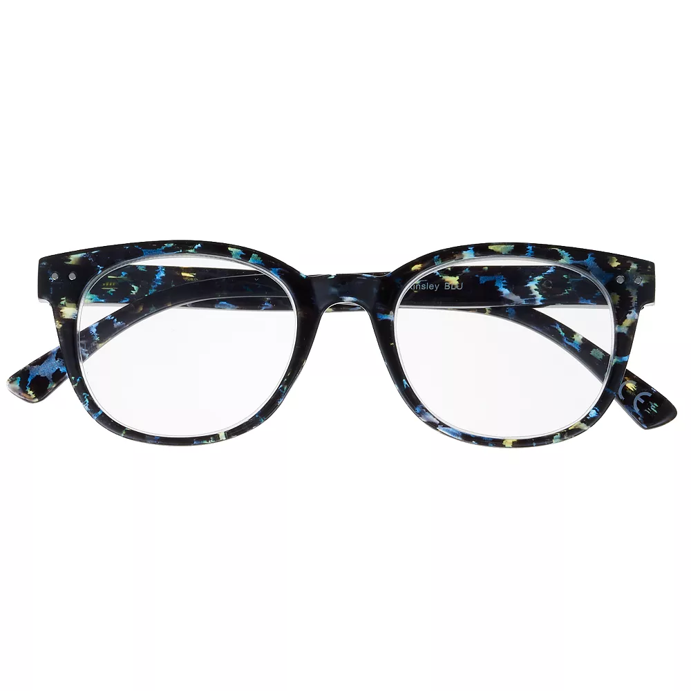 Women's Modera By Foster Grant Kinsley Blue Leopard Square Reading Glasses 2 Women's Modera By Foster Grant Kinsley Blue Leopard Square Reading Glasses - Image 2