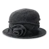 Women's Scala Packable Felted Wool Flower Cloche Hat