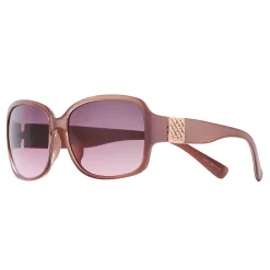 Women's Nine West 59mm Square Rose Sunglasses With Rose Gold Tone Temple Detail