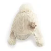 Women's SIJJL Ivory Floral Accent Pom Earflap Cap