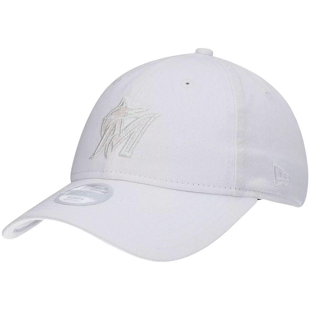 Women's New Era White Miami Marlins 9TWENTY Glisten Adjustable Hat 1 Women's New Era White Miami Marlins 9TWENTY Glisten Adjustable Hat