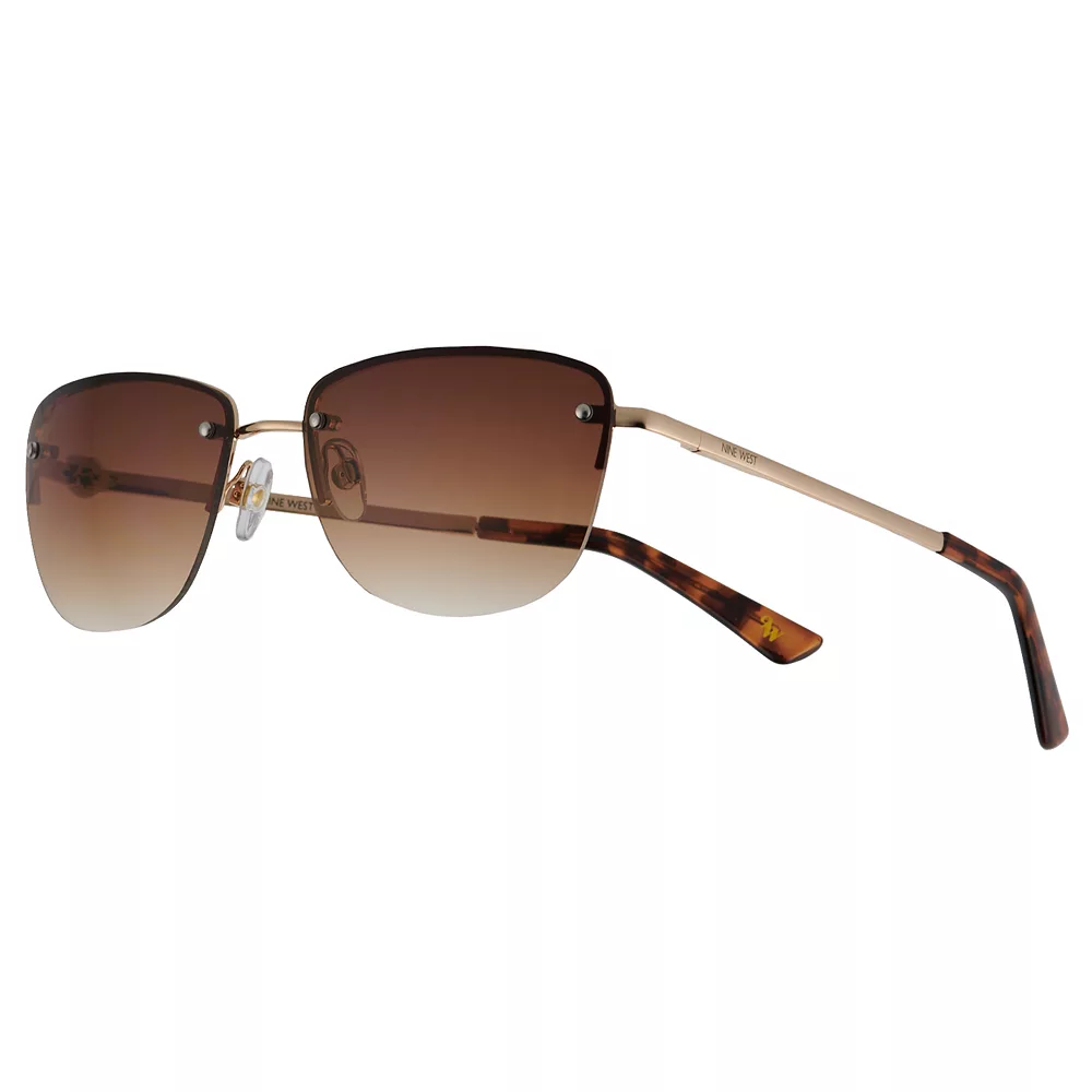 Women's Nine West 57mm Gold Frame Semi-Rimless Rectangle Sunglasses 1 Women's Nine West 57mm Gold Frame Semi-Rimless Rectangle Sunglasses