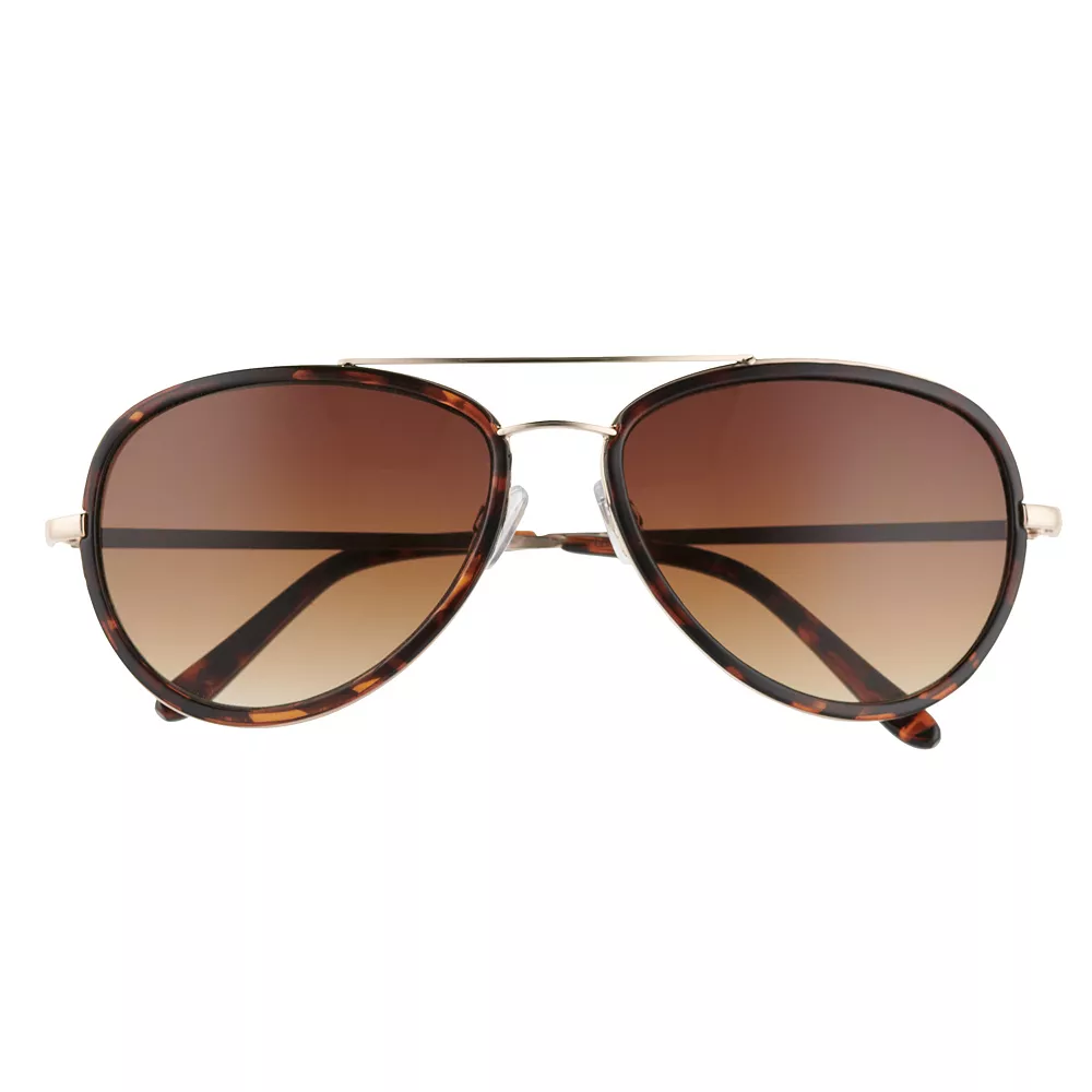 Women's LC Lauren Conrad 59mm Gold Tone & Tortoise Gradient Aviator Sunglasses 2 Women's LC Lauren Conrad 59mm Gold Tone & Tortoise Gradient Aviator Sunglasses - Image 2