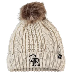 Women's '47 Cream Colorado Rockies Meeko Cuffed Knit Hat With Pom