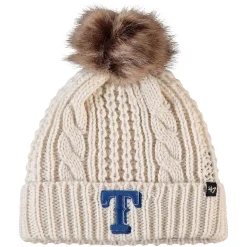 Women's '47 Cream Texas Rangers Meeko Cuffed Knit Hat With Pom