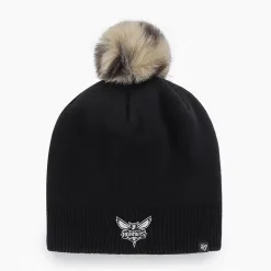 Women's '47 Black Charlotte Hornets Serengeti Knit Beanie With Pom