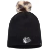 Women's '47 Black Chicago Blackhawks Serengeti Knit Beanie With Pom