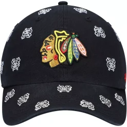 Women's '47 Black Chicago Blackhawks Confetti Clean Up Adjustable Hat -SHED RAIN Sales Store 5422314 ALT2