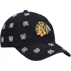 Women's '47 Black Chicago Blackhawks Confetti Clean Up Adjustable Hat -SHED RAIN Sales Store 5422314 ALT3