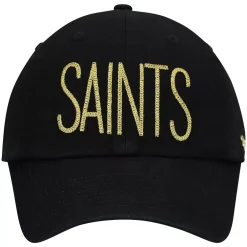 Women's '47 Black New Orleans Saints Shimmer Text Clean Up Adjustable Hat -SHED RAIN Sales Store 5423942 ALT2