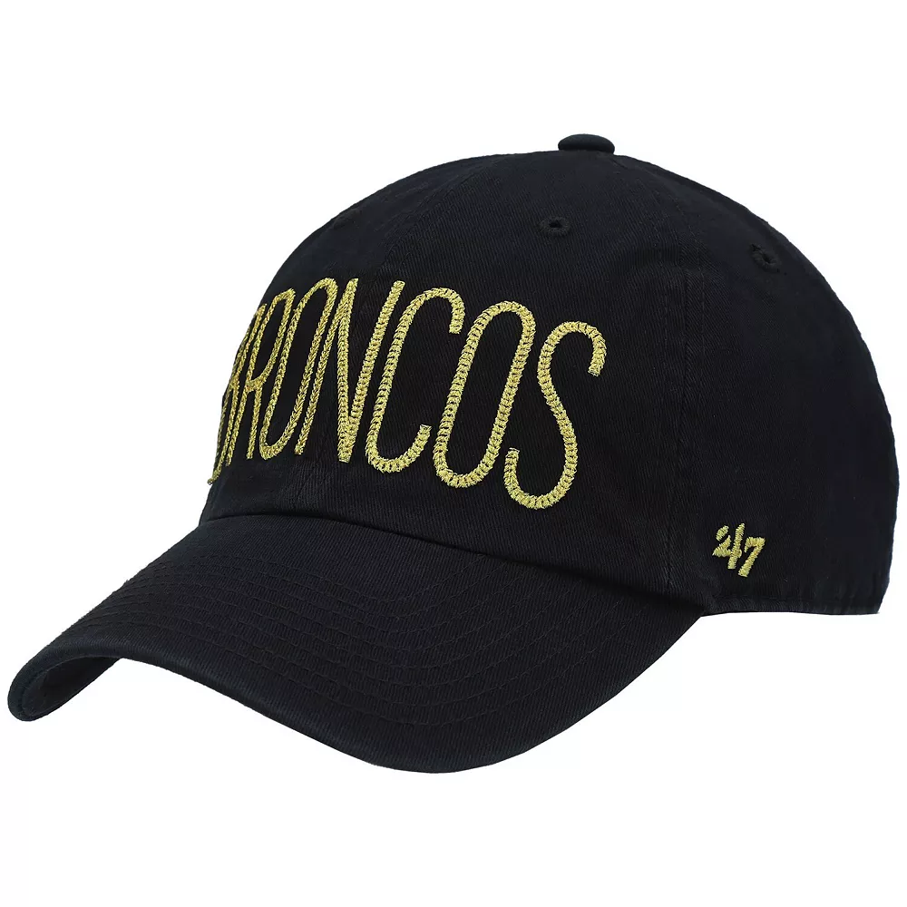 Women's '47 Black Denver Broncos Shimmer Text Clean Up Adjustable Hat 1 Women's '47 Black Denver Broncos Shimmer Text Clean Up Adjustable Hat