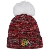 Women's '47 Black Chicago Blackhawks Triple Cross Cuffed Knit Hat With Pom