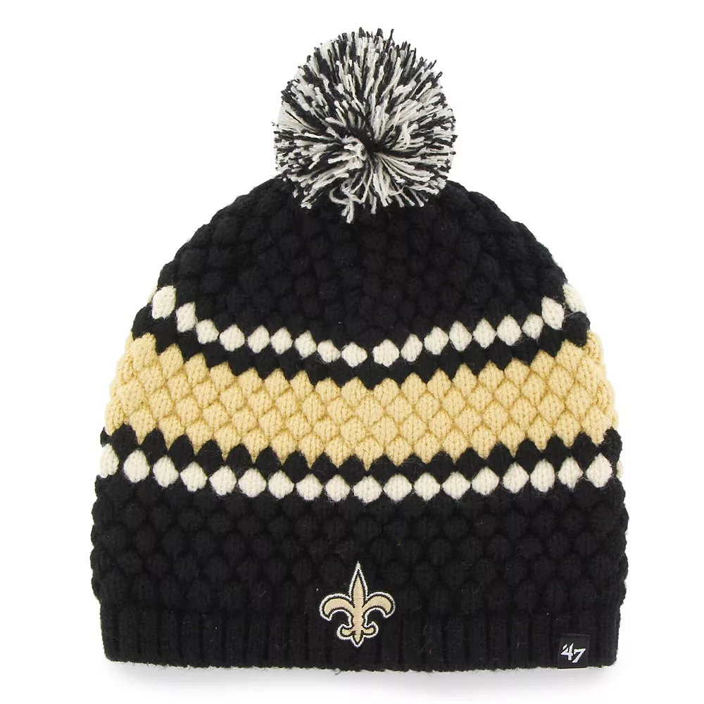 Women's '47 Black New Orleans Saints Leslie Beanie With Pom 1 Women's '47 Black New Orleans Saints Leslie Beanie With Pom