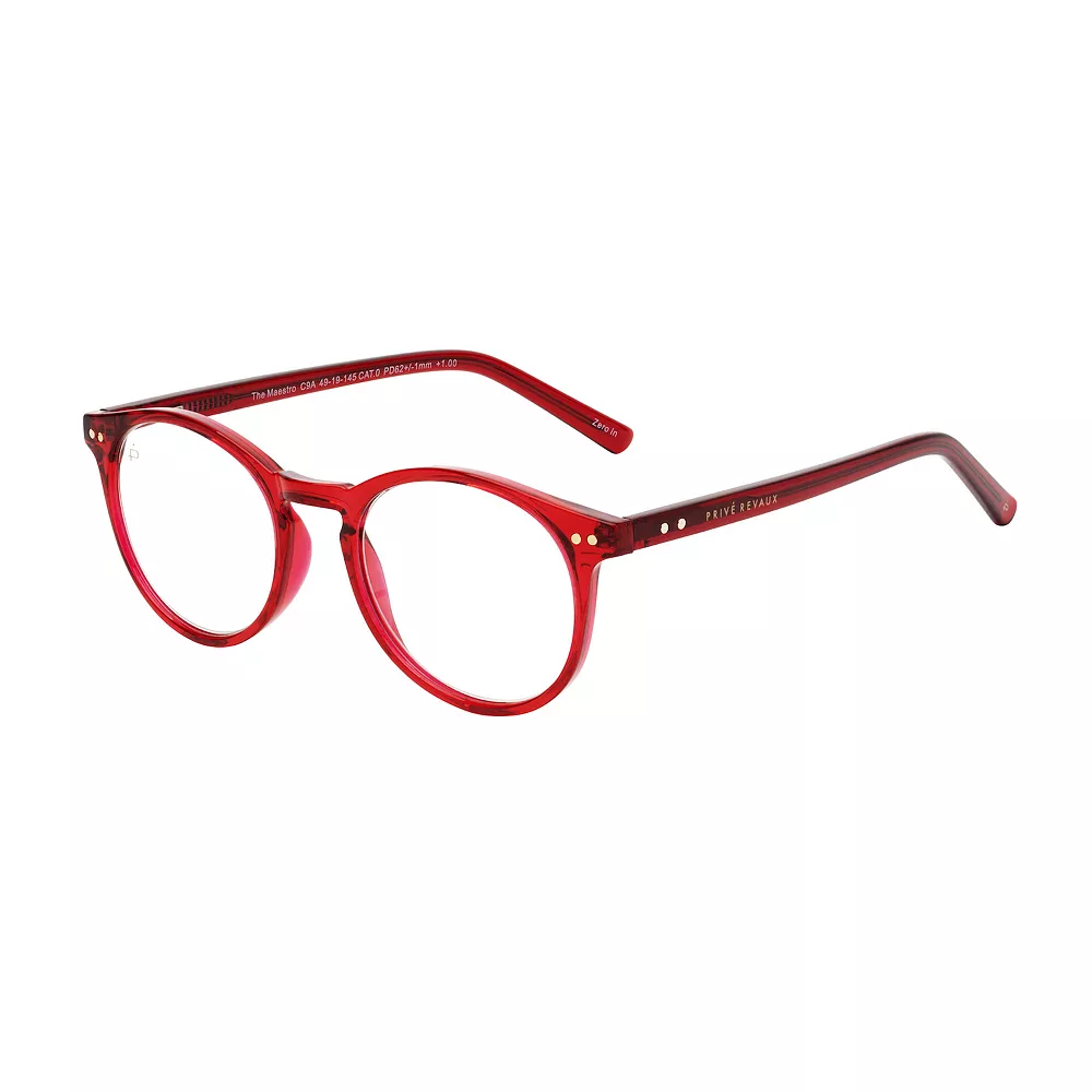 Privé Revaux PRIVE REVAUX The Maestro 48mm Red Round Blue Light Filtering Reading Glasses 1 Privé Revaux PRIVE REVAUX The Maestro 48mm Red Round Blue Light Filtering Reading Glasses