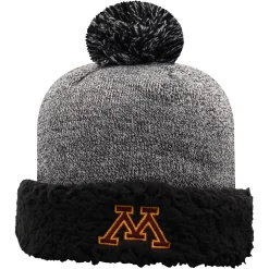 Women's Top Of The World Black Minnesota Golden Gophers Snug Cuffed Knit Hat With Pom