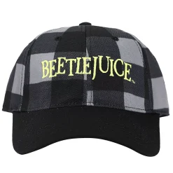 Licensed Character Women's Beetlejuice Logo Green Plaid Hat