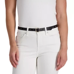 Women's LC Lauren Conrad 2-Pack Velvet & Bonded Leather Skinny Belt Set In Regular & Plus -SHED RAIN Sales Store 5889261 ALT8