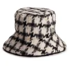 Women's Nine West Reversible Houndstooth Faux Fur Bucket Hat