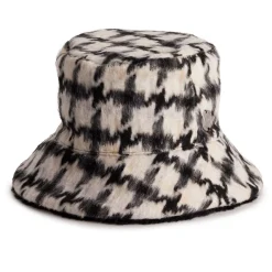 Women's Nine West Reversible Houndstooth Faux Fur Bucket Hat