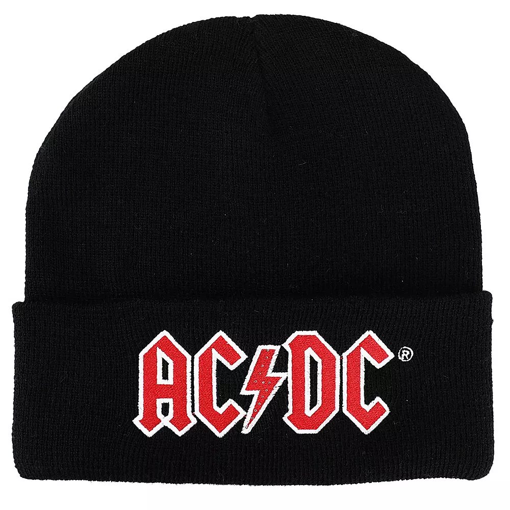 Licensed Character ACDC Logo Embroidery Knit Beanie 1 Licensed Character ACDC Logo Embroidery Knit Beanie