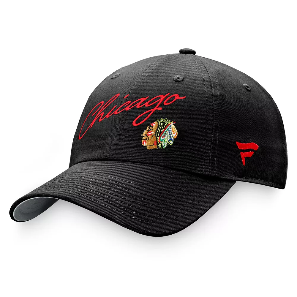 Women's Fanatics Branded Black Chicago Blackhawks True Classic Retro Script Adjustable Hat 2 Women's Fanatics Branded Black Chicago Blackhawks True Classic Retro Script Adjustable Hat - Image 2