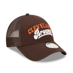 Women's New Era Brown Cleveland Browns Team Trucker 9FORTY Snapback Hat -SHED RAIN Sales Store 6164432 ALT3