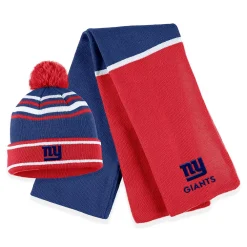 Alternative view of Women's WEAR By Erin Andrews Royal New York Giants Colorblock Cuffed Knit Hat With Pom And Scarf Set