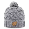 Unbranded Women's Top Of The World Heather Gray Wisconsin Badgers Arctic Cuffed Knit Hat With Pom
