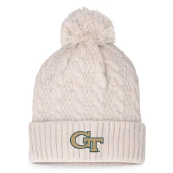 Women's Top Of The World Cream Georgia Tech Yellow Jackets Pearl Cuffed Knit Hat With Pom