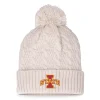 Unbranded Women's Top Of The World Cream Iowa State Cyclones Pearl Cuffed Knit Hat With Pom