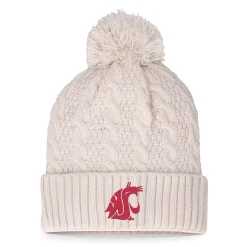 Women's Top Of The World Cream Washington State Cougars Pearl Cuffed Knit Hat With Pom