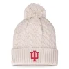 Unbranded Women's Top Of The World Cream Indiana Hoosiers Pearl Cuffed Knit Hat With Pom